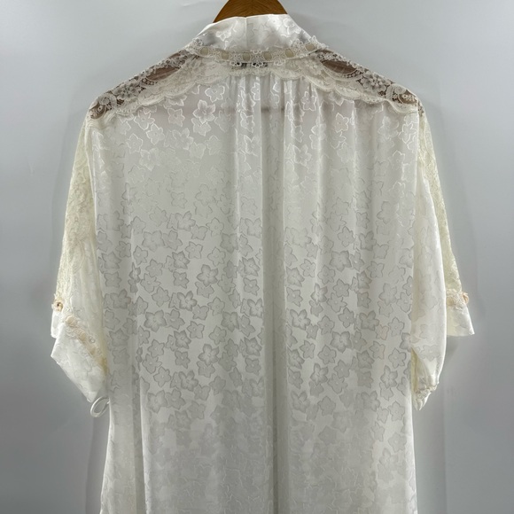 Christian Dior Vintage Ethereal Lace Trimmed Floral Printed Made USA Robe Small - Picture 13 of 15